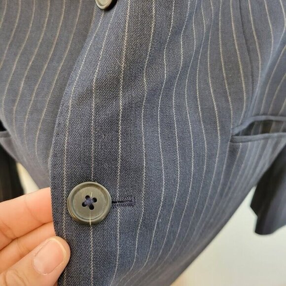 Brooks Brothers Blazer Mens Size 42 Long Tollegno 1900 Career Navy Pinst… - Picture 4 of 15